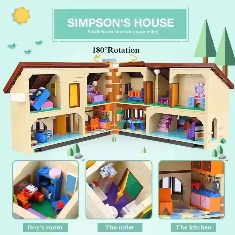 (Ship From USA) Creator Exper Street View The Simpsons House 71006 16005 2523Pcs Building Blocks Bricks
