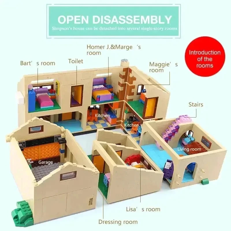 (Ship From USA) Creator Exper Street View The Simpsons House 71006 16005 2523Pcs Building Blocks Bricks