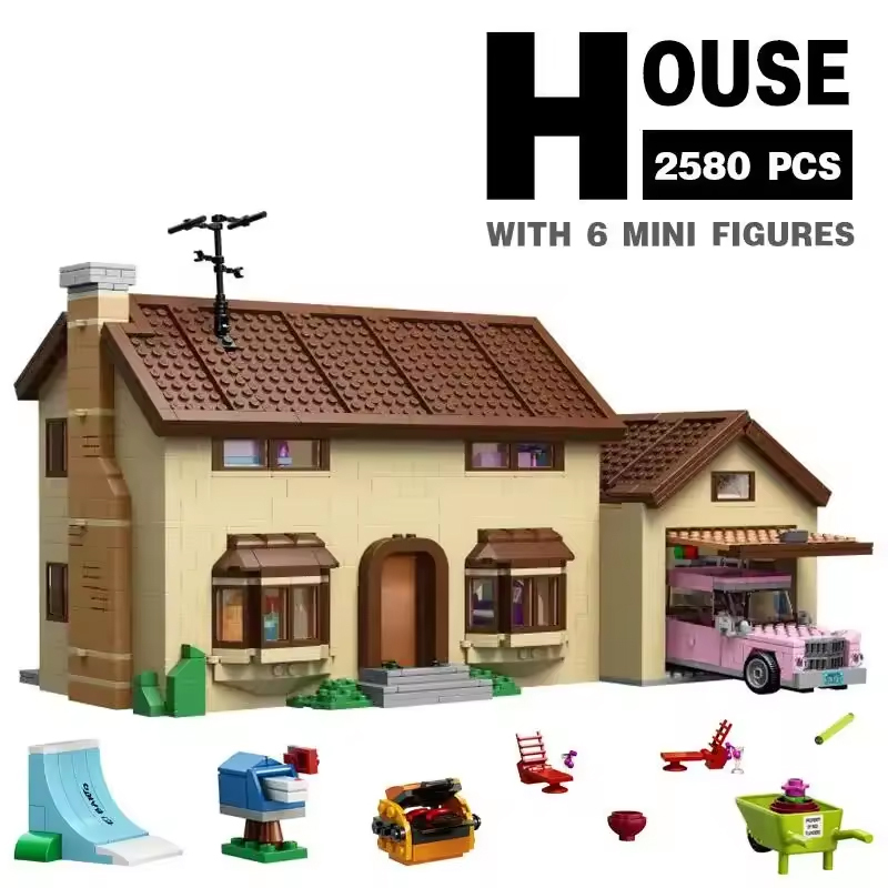 (Ship From USA) Creator Exper Street View The Simpsons House 71006 16005 2523Pcs Building Blocks Bricks