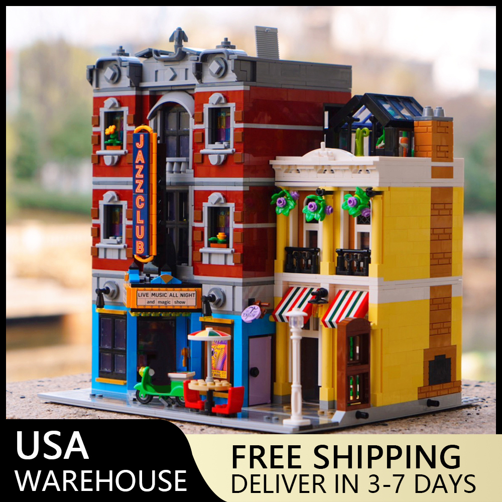 (Ship from USA) Classic Creator Expert City Street View Serial Jazz Club & Pizzeria 10312 56888 2988Pcs Building Blocks Bricks With Minifigures