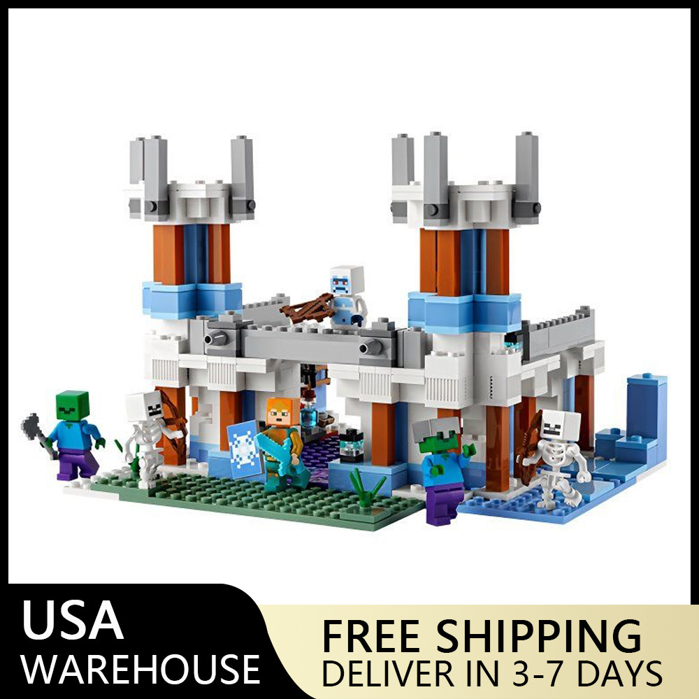(Ship from USA) Movie&Game And Minecraft Serial The Ice Castle 21186 499Pcs Building Blocks Bricks With Minifigures