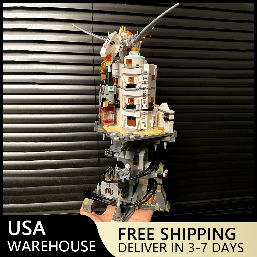(Ship from USA) Movie & Game And Harry Potter Serial Mini Gringotts Wizarding Bank  JD026 1056Pcs Building Blocks Bricks