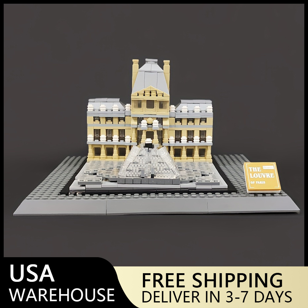 (Ship from USA) Architecture, Art and crafts Serial Architecture：The Louver of Paris 4213 695PCS Building Blocks Bricks