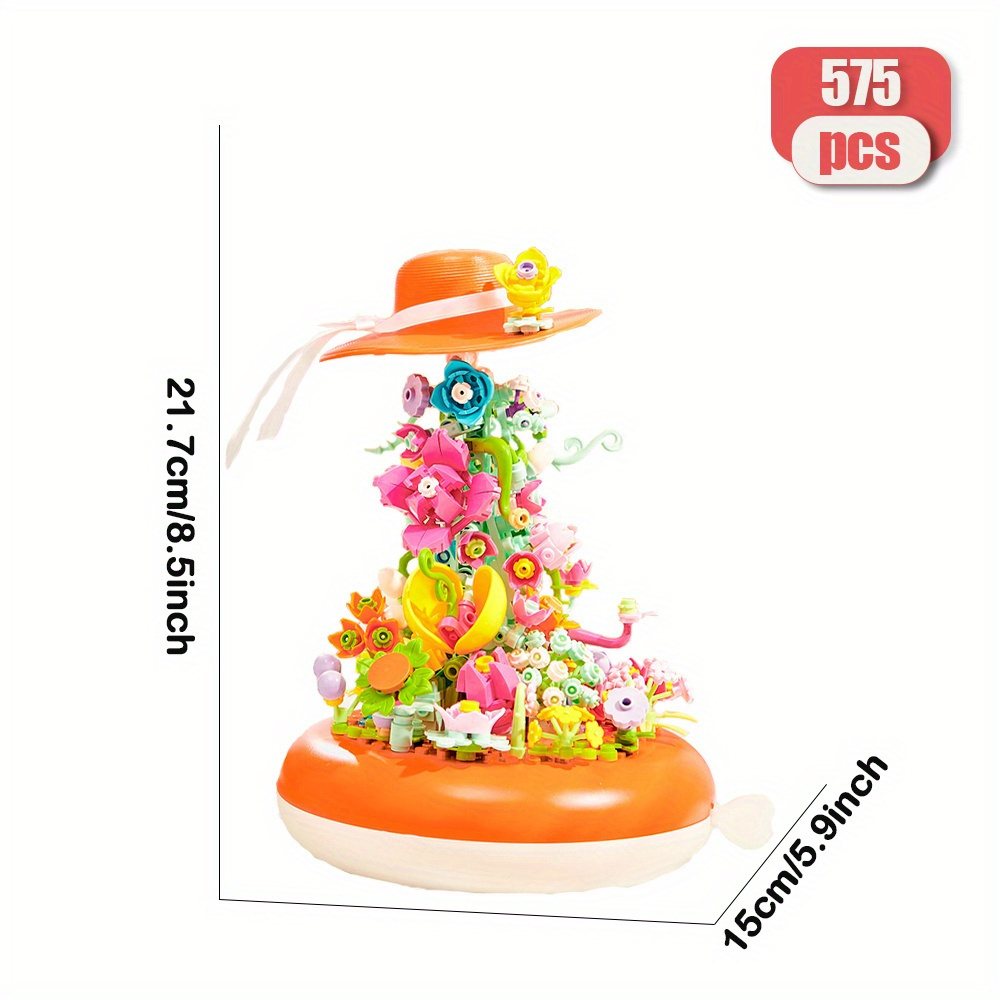 Bouquet Hat Music Box 575pcs Moc Model Modular Building Blocks Bricks Toys DK7003