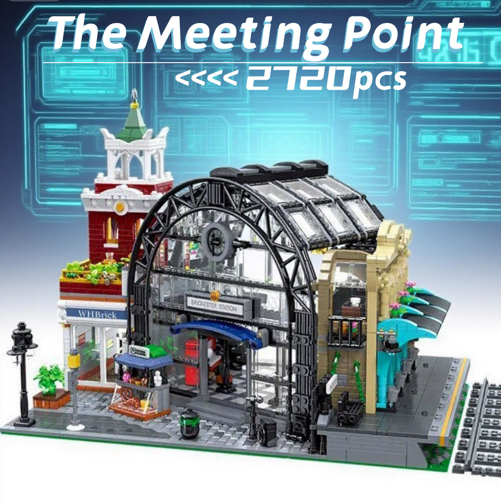 Jiestar Creator Expert Street View The Meeting Point of Train Station 2720Pcs Moc Model Modular Building Blocks Bricks Toys 89154