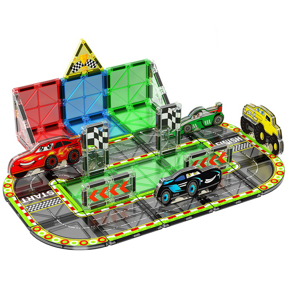 (Ship from USA)  Children's Toy Serial Racing Scene Magnetic Sheet CLP-032 32PCS Building Blocks Bricks compatible With LEGO Minifigures