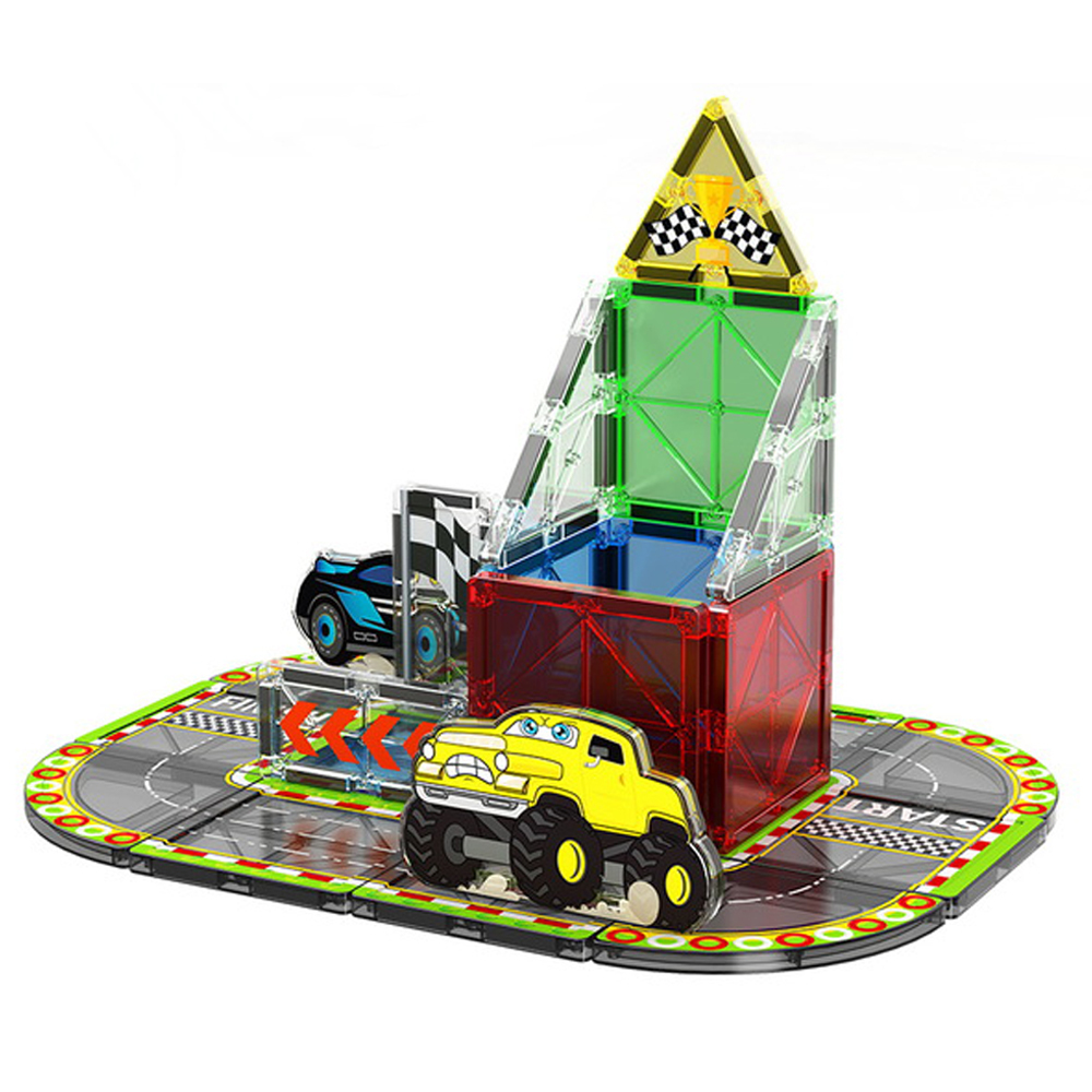 (Ship from USA)  Children's Toy Serial Racing Scene Magnetic Sheet CLP-032 32PCS Building Blocks Bricks compatible With LEGO Minifigures