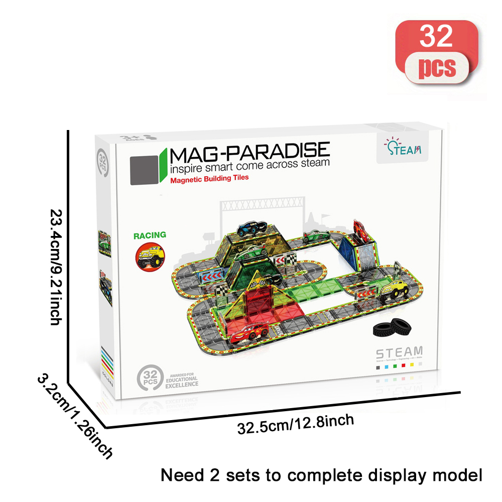 (Ship from USA)  Children's Toy Serial Racing Scene Magnetic Sheet CLP-032 32PCS Building Blocks Bricks compatible With LEGO Minifigures