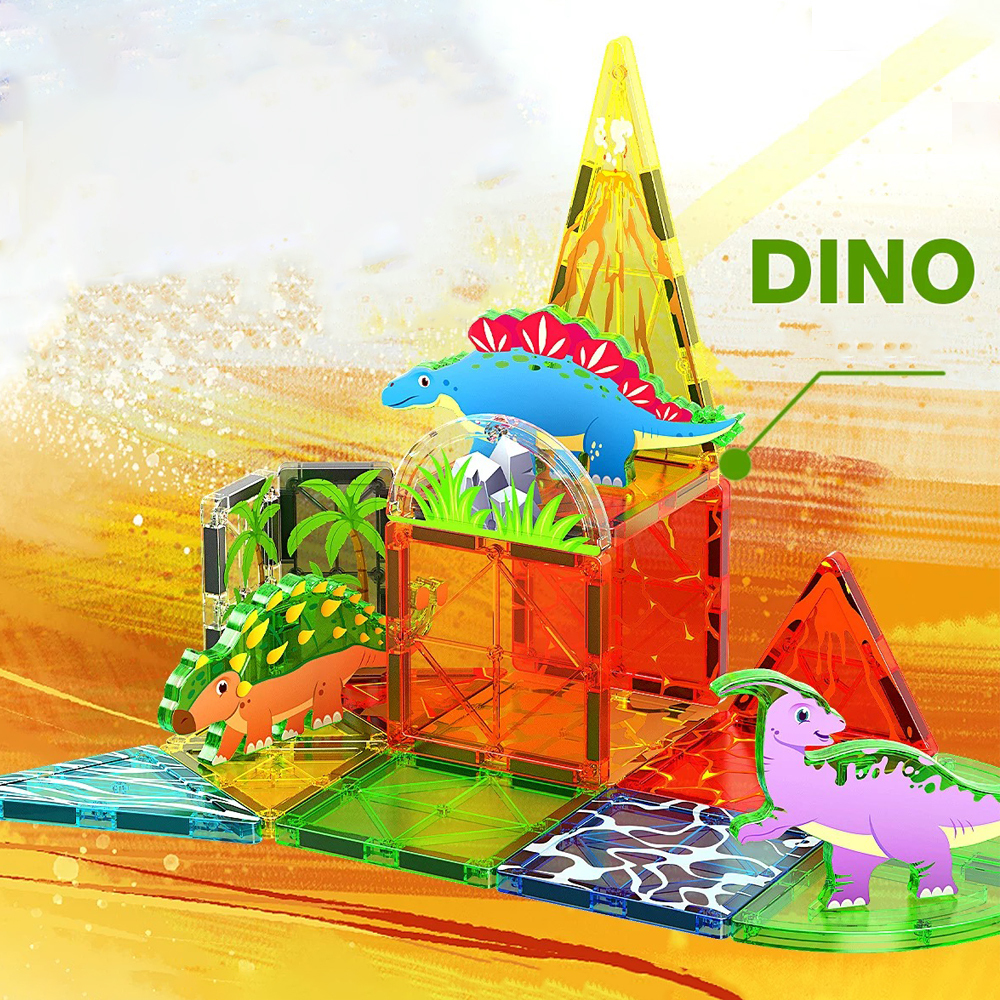 (Ship from USA)  Children's Toy Serial Dinosaur Scene Magnetic Piece CLP-031 38PCS Building Blocks Bricks compatible With LEGO Minifigures