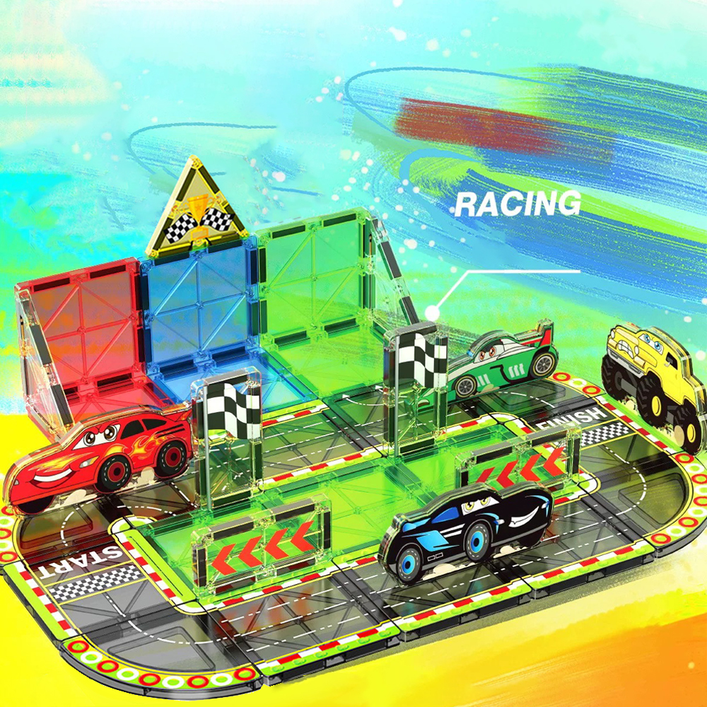 (Ship from USA)  Children's Toy Serial Racing Scene Magnetic Sheet CLP-032 32PCS Building Blocks Bricks compatible With LEGO Minifigures