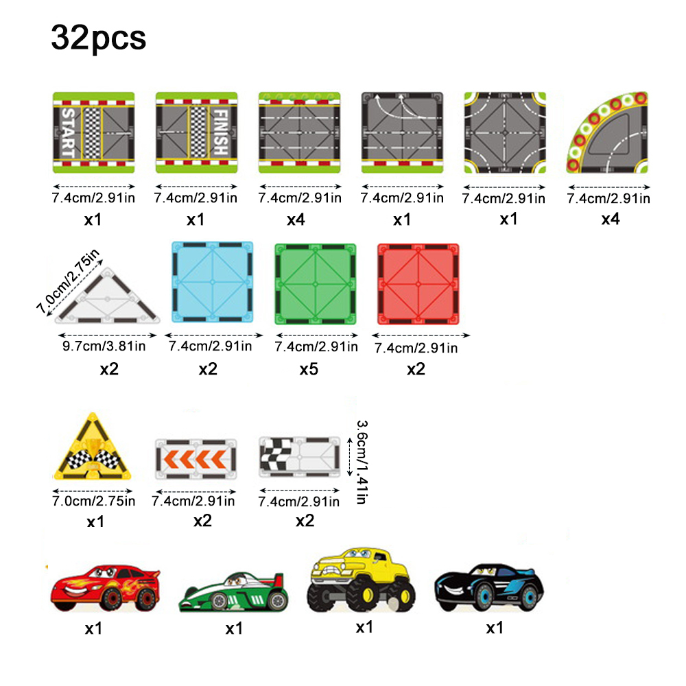 (Ship from USA)  Children's Toy Serial Racing Scene Magnetic Sheet CLP-032 32PCS Building Blocks Bricks compatible With LEGO Minifigures