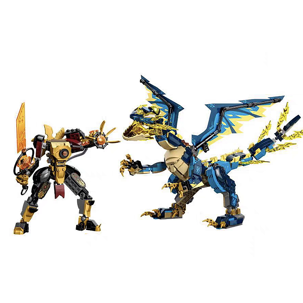 Elemental Dragon VS The Empress Mech 1038pcs Moc Model Modular Building Blocks Bricks Toys 72023 71796