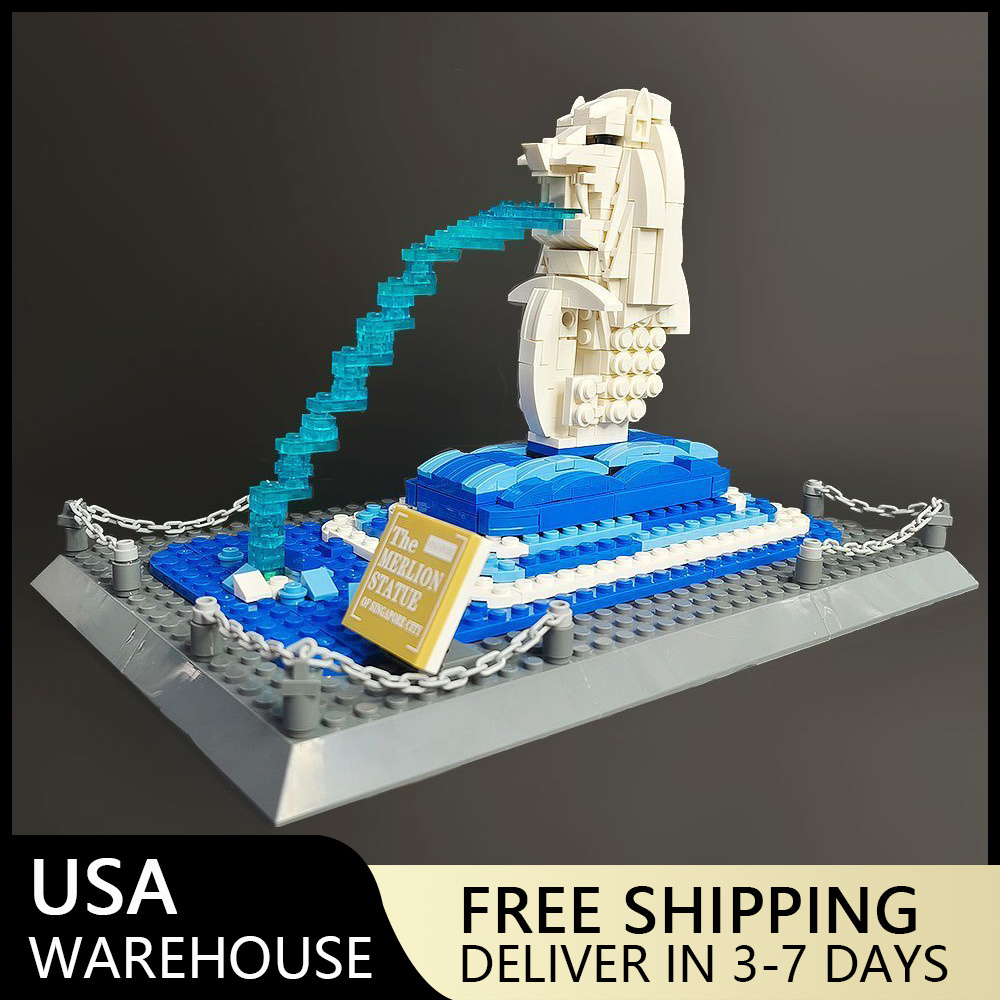 (Ship from USA) Street View Serial The Merlion Statye Singapore 4218 503PCS Building Blocks Bricks compatible With LEGO Minifigures