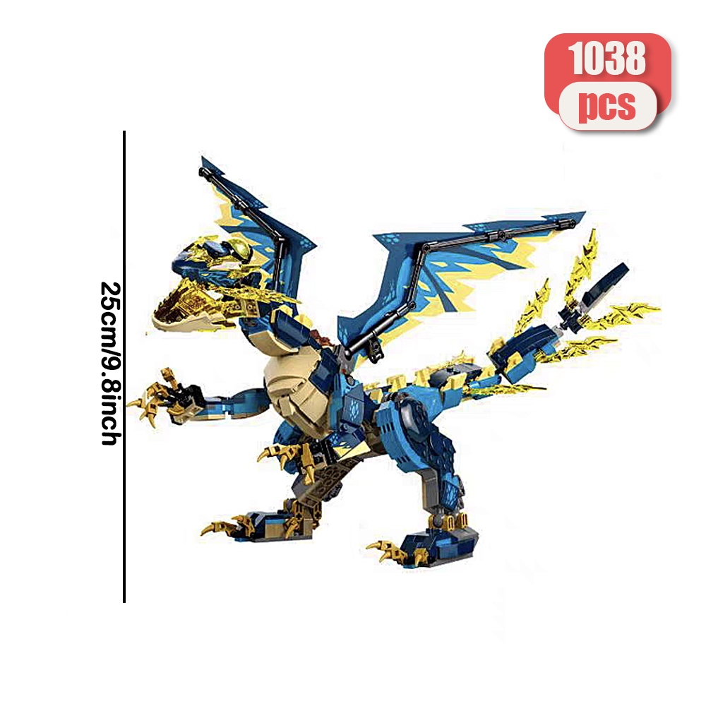 Elemental Dragon VS The Empress Mech 1038pcs Moc Model Modular Building Blocks Bricks Toys 72023 71796