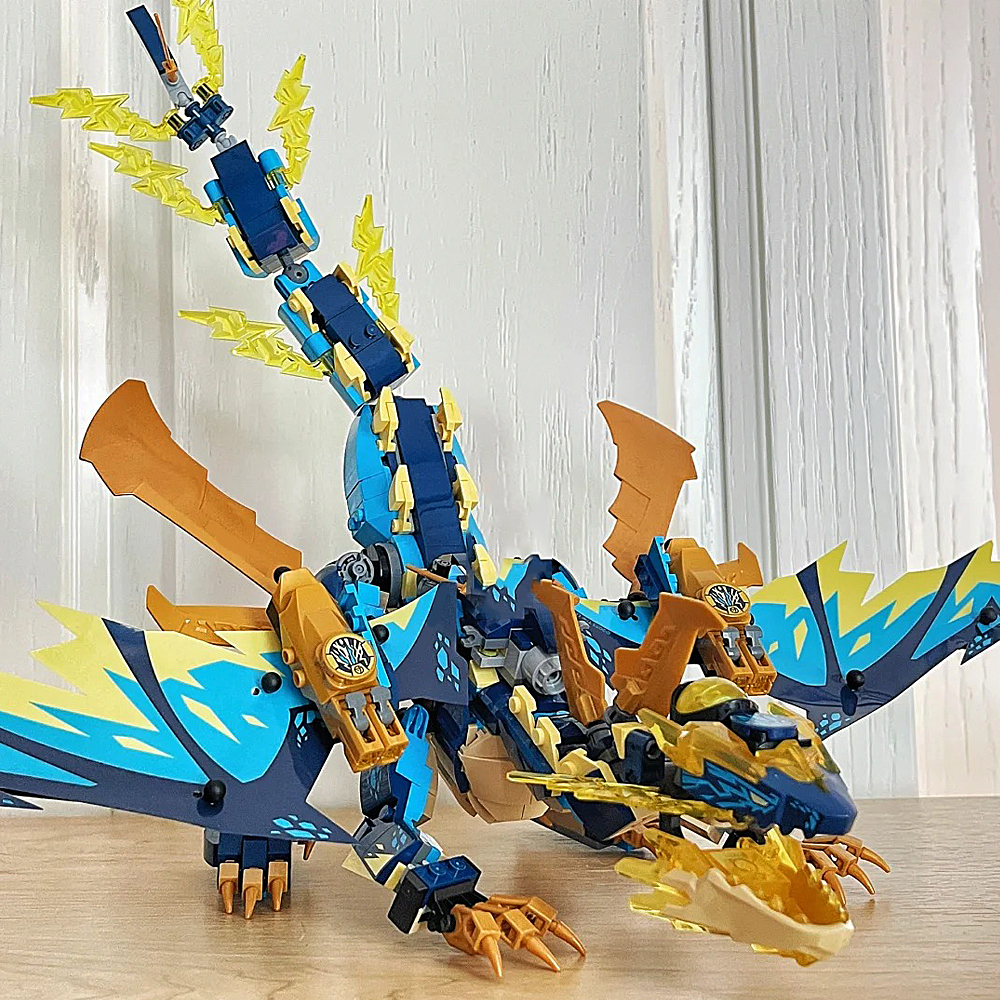 Elemental Dragon VS The Empress Mech 1038pcs Moc Model Modular Building Blocks Bricks Toys 72023 71796