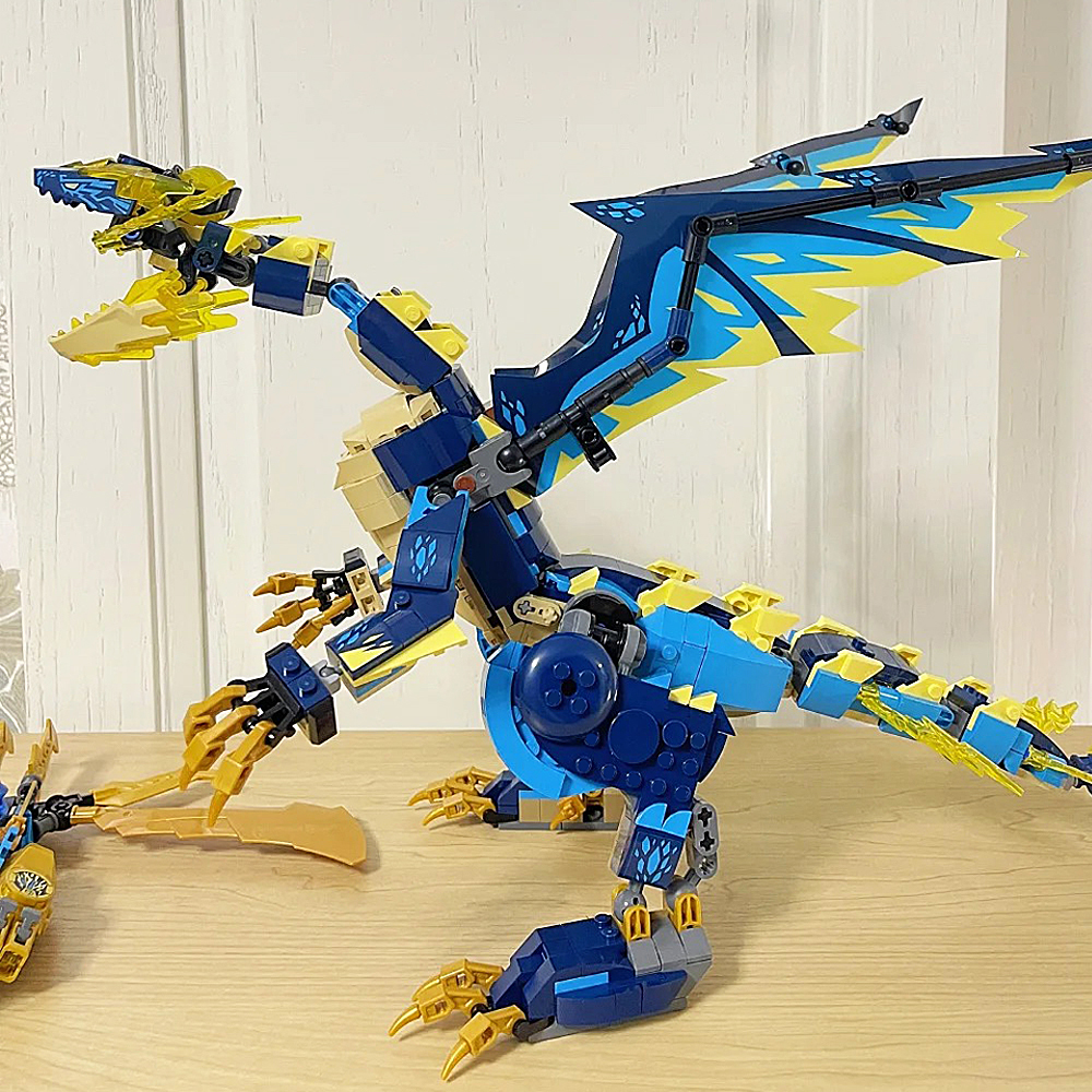 Elemental Dragon VS The Empress Mech 1038pcs Moc Model Modular Building Blocks Bricks Toys 72023 71796