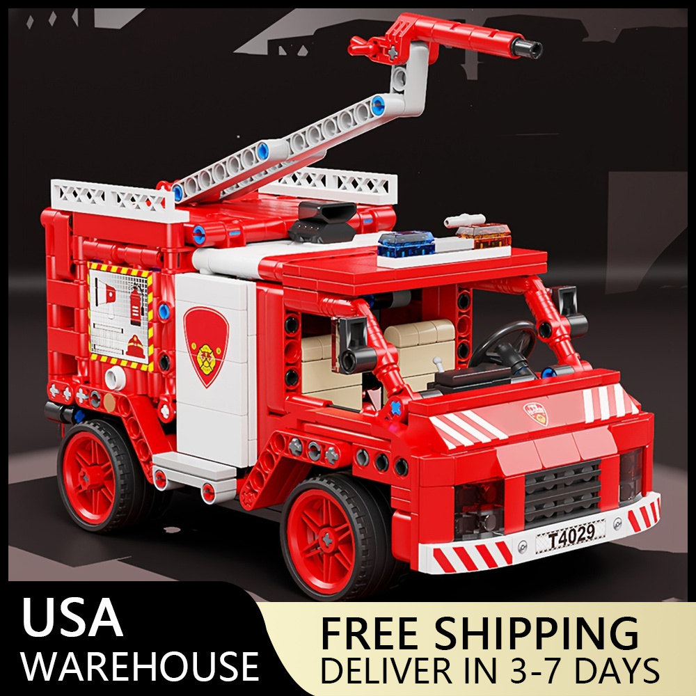 (Ship from USA) Technical And Technic Serial Fire Fighting Building Block Remote Control Car T4029 586PCS Building Blocks Bricks compatible With LEGO Minifigures