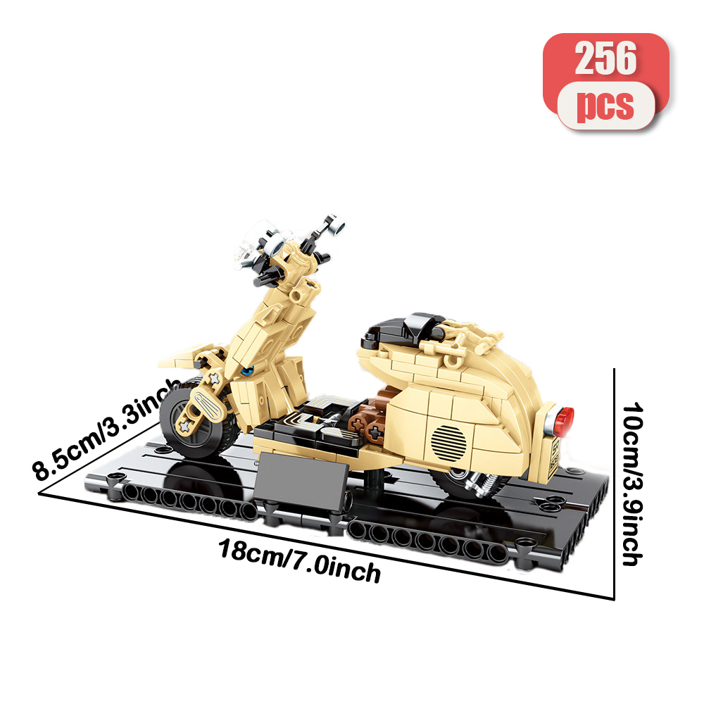 Delicate And Lovely Wind Scooter Sheep Motorcycle 256pcs Moc Model Modular Building Blocks Bricks Toys 701104