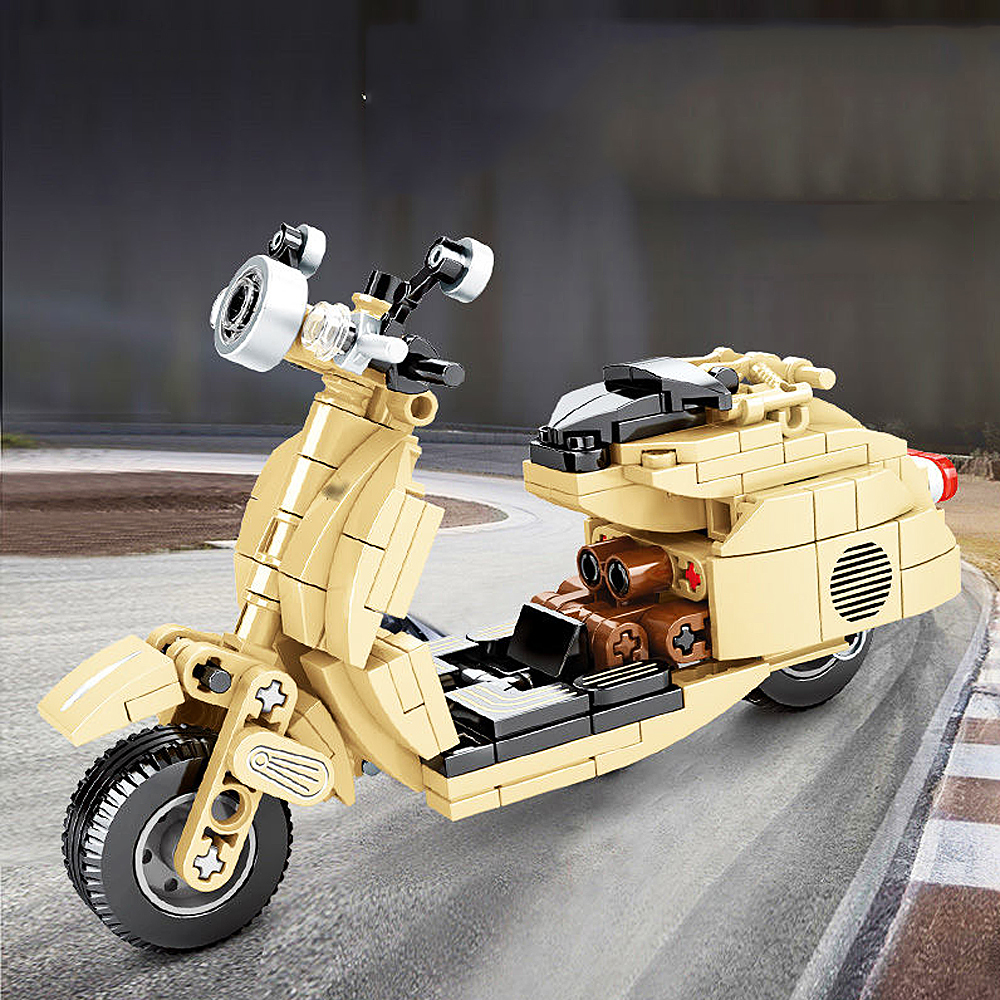 Delicate And Lovely Wind Scooter Sheep Motorcycle 256pcs Moc Model Modular Building Blocks Bricks Toys 701104