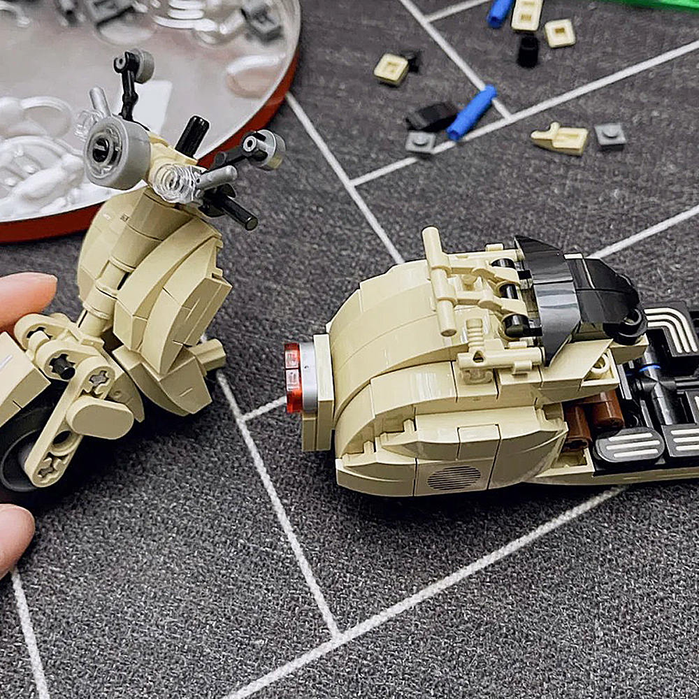 Delicate And Lovely Wind Scooter Sheep Motorcycle 256pcs Moc Model Modular Building Blocks Bricks Toys 701104