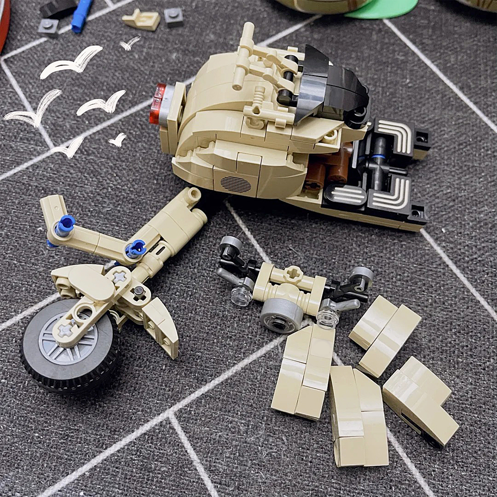 Delicate And Lovely Wind Scooter Sheep Motorcycle 256pcs Moc Model Modular Building Blocks Bricks Toys 701104