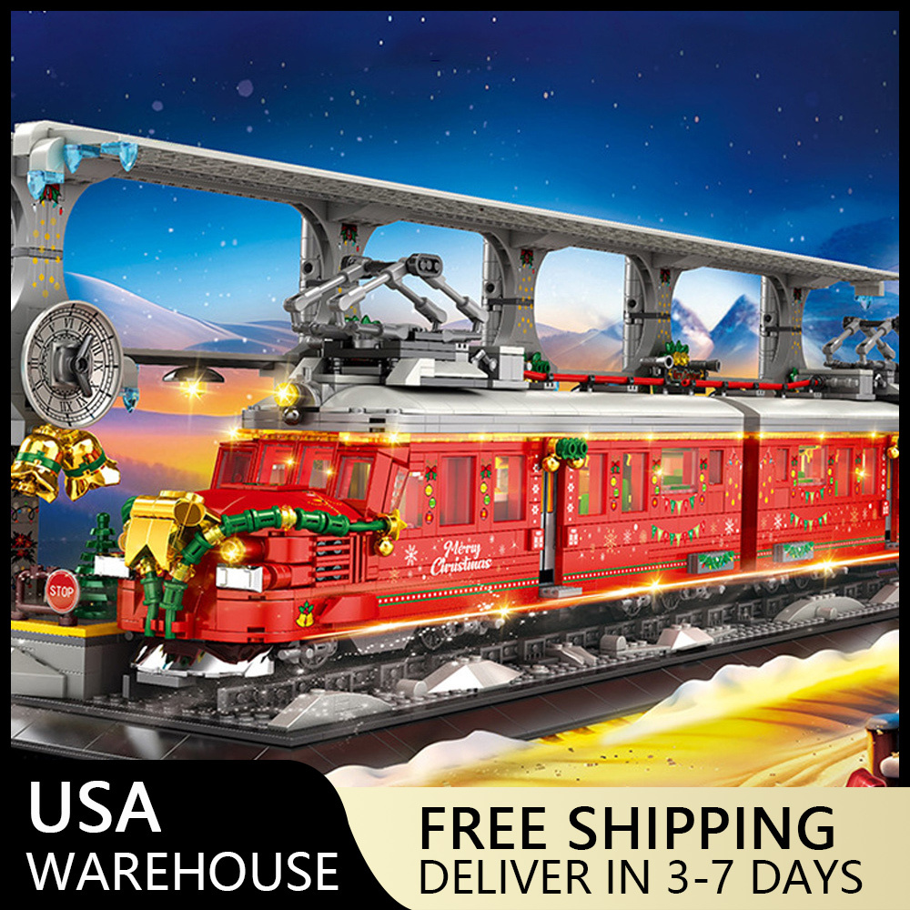  (Ship from USA) Creator, Seasonal, And Christmas Serial Christmas Train 66034 2822PCS Building Blocks Bricks compatible With LEGO Minifigures