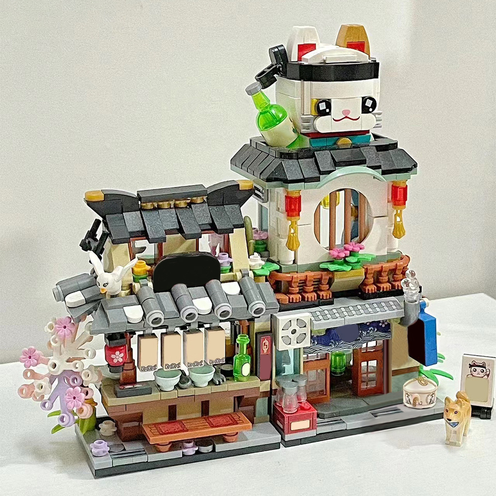 (Ship from EU) Mini Bricks Street View Serial Izakaya 21803 789Pcs Building Blocks Bricks compatible With LEGO Minifigures