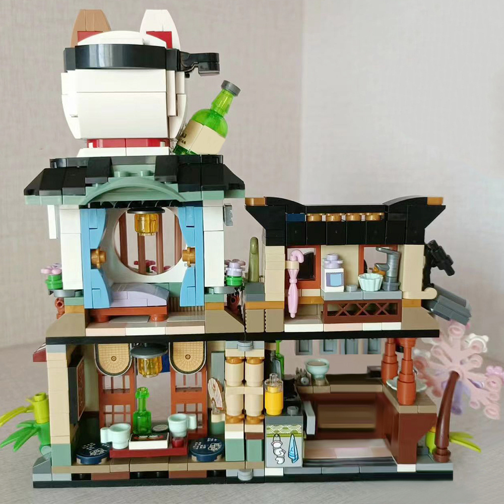 (Ship from EU) Mini Bricks Street View Serial Izakaya 21803 789Pcs Building Blocks Bricks compatible With LEGO Minifigures