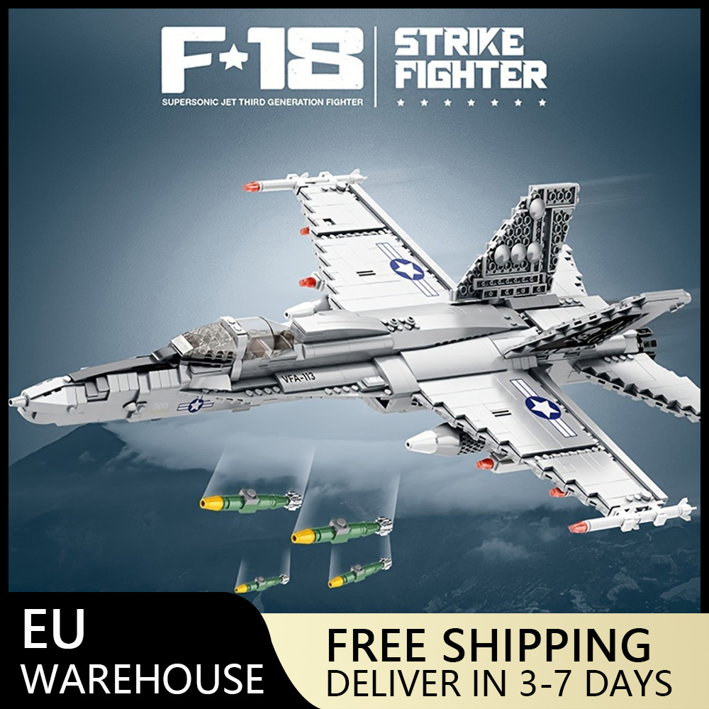 (Ship from EU)  Military Serial F18 Hornet Strike Fighter 33022 1576Pcs Building Blocks Bricks compatible With LEGO Minifigures