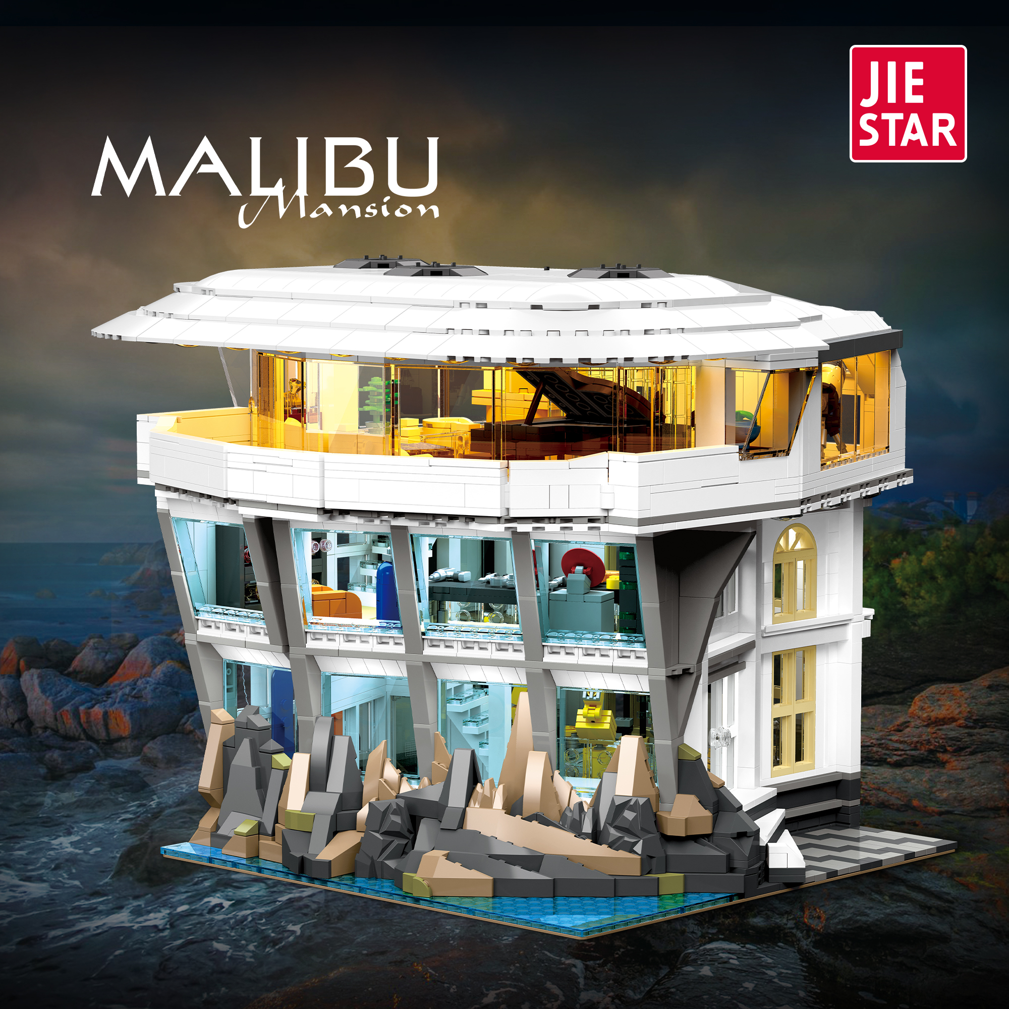 Jiestar 58280 Malibu MansionHouse Street View Buildling Blocks Bricks Toys 3284Pcs