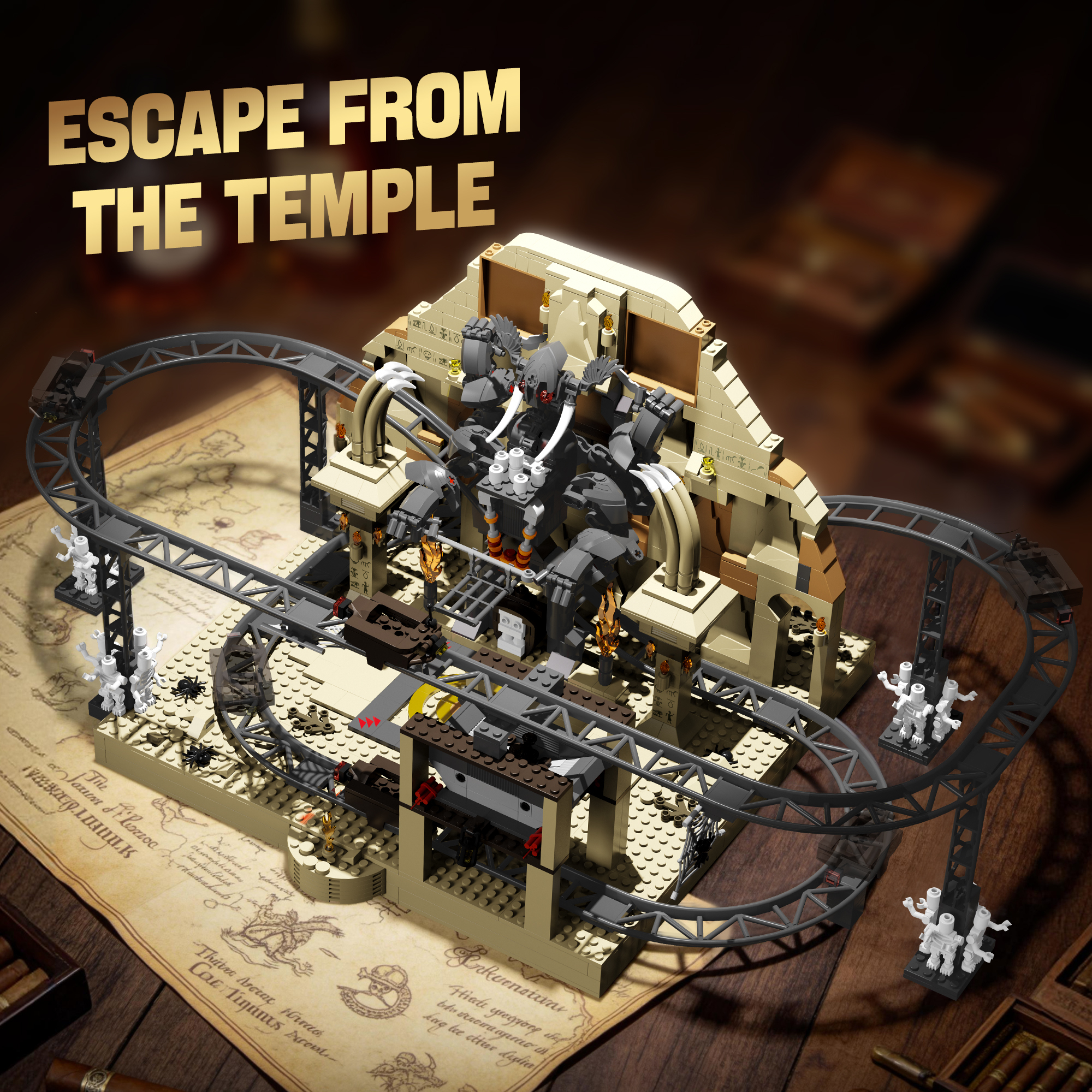 Xbert 66135 Escape from the temple roller coaster Street View Buildling Blocks Bricks Toys 1299Pcs
