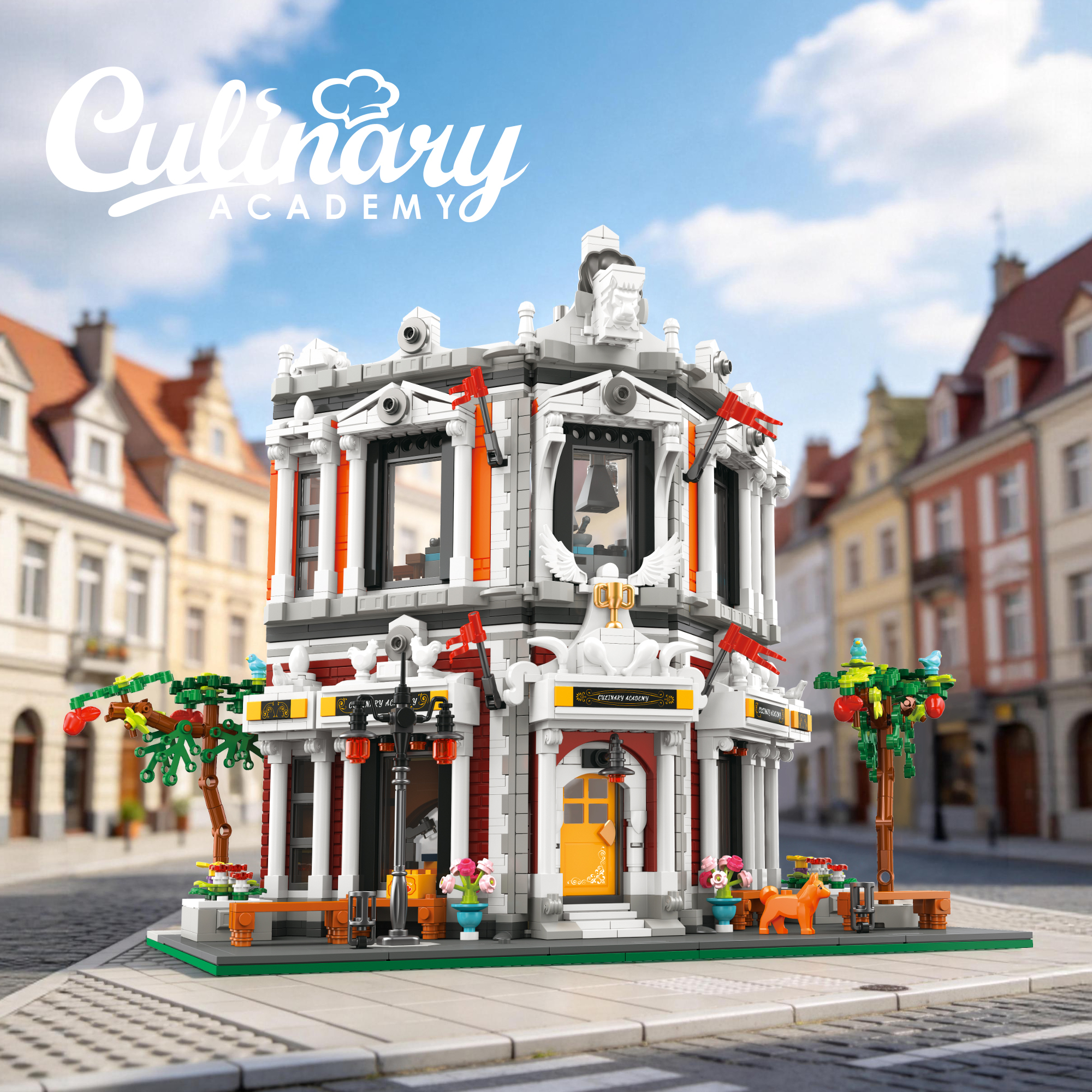 Jiestar 89139 Culinary Academy House Street View Buildling Blocks Bricks Toys 2743Pcs