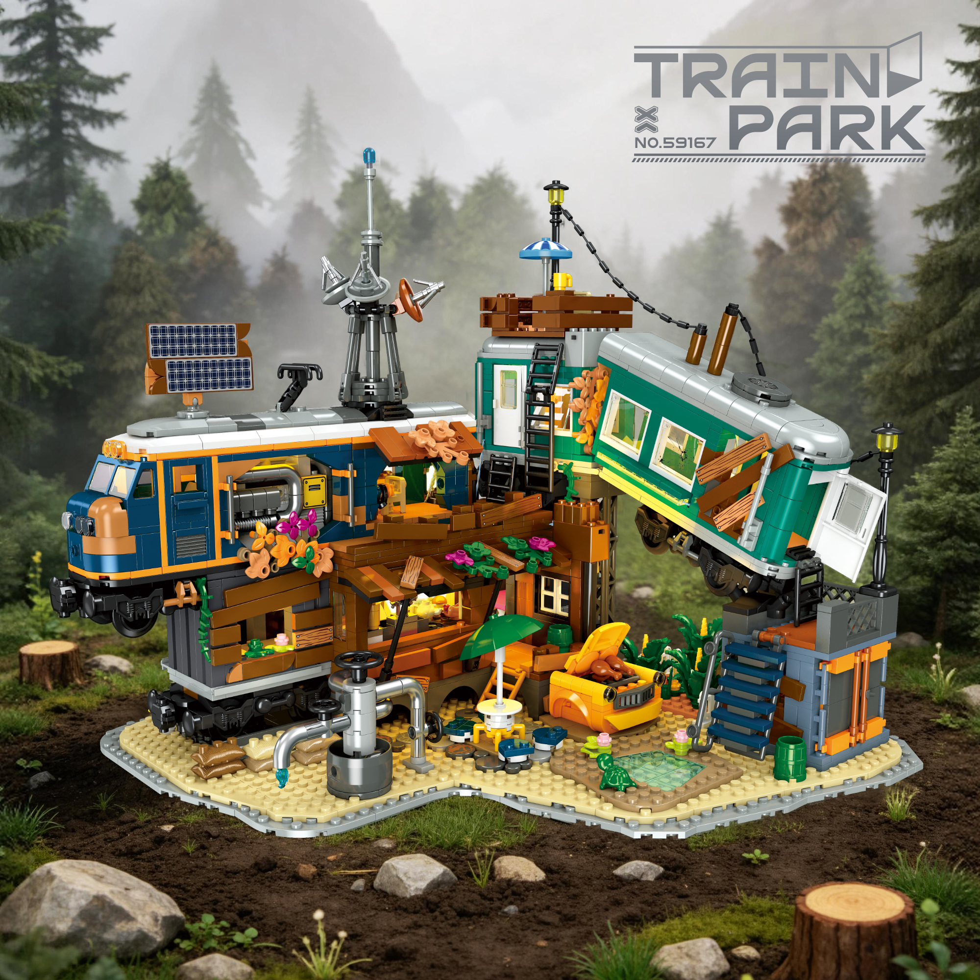 Jiestar 59167 Train Park House Street View Buildling Blocks Bricks Toys 2349Pcs
