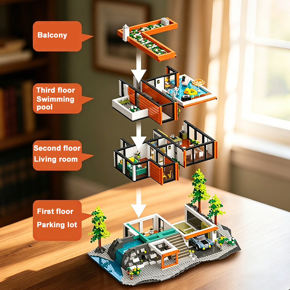 Jiestar 89133 Holiday Villa House Street View Buildling Blocks Bricks Toys 3060Pcs