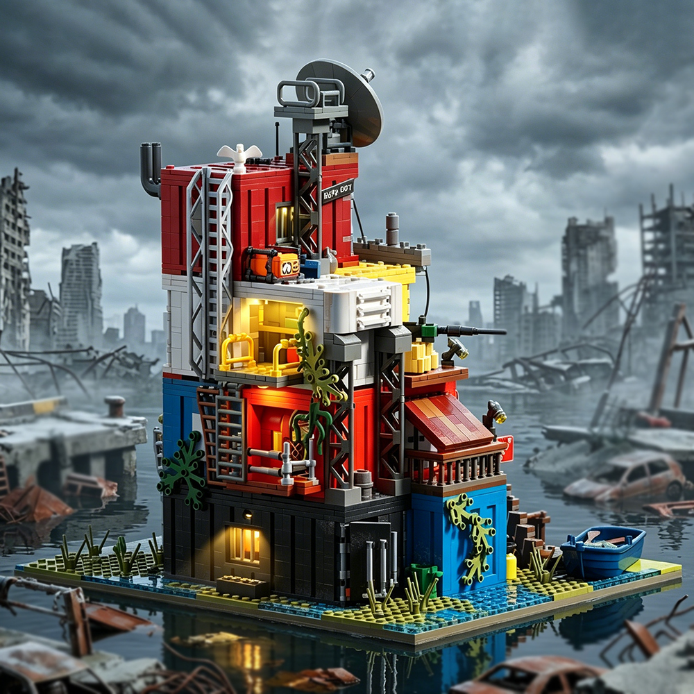 Xbert 66203 Post Apocalyptic Survivors Base House Street View Buildling Blocks Bricks Toys 2859Pcs