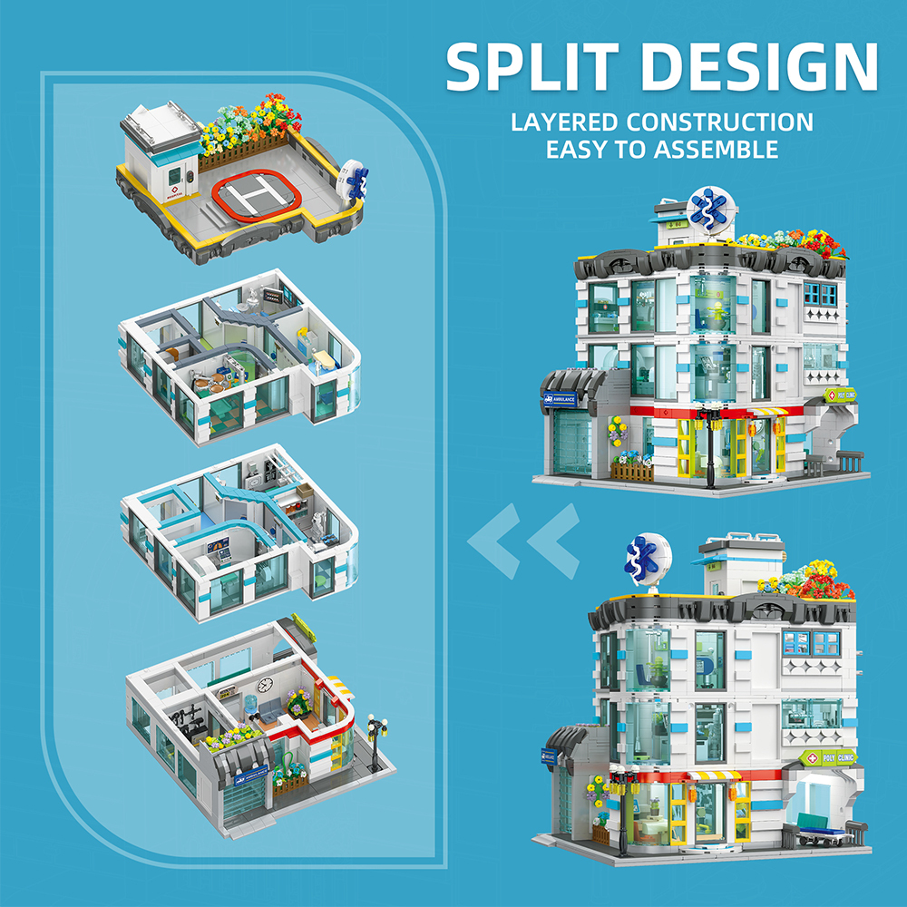 Jiestar JJ9211 General Hospital House Street View Buildling Blocks Bricks Toys 2866Pcs