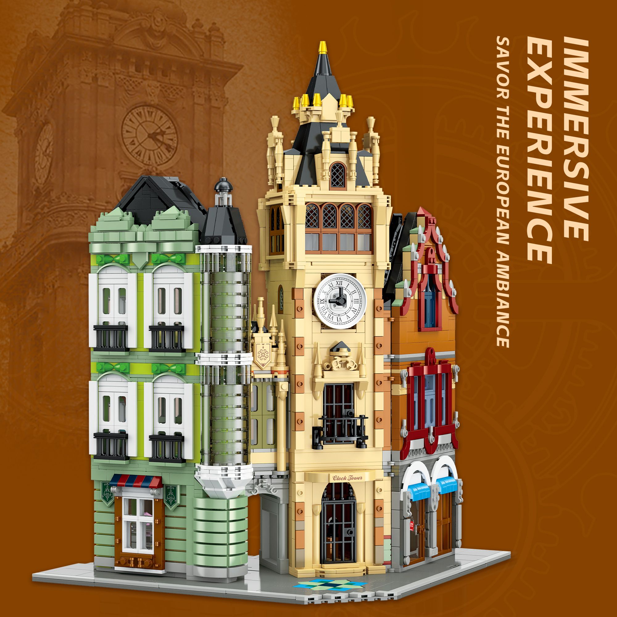 Jiestar 57026 Clock Tower House Street View Buildling Blocks Bricks Toys 3023Pcs