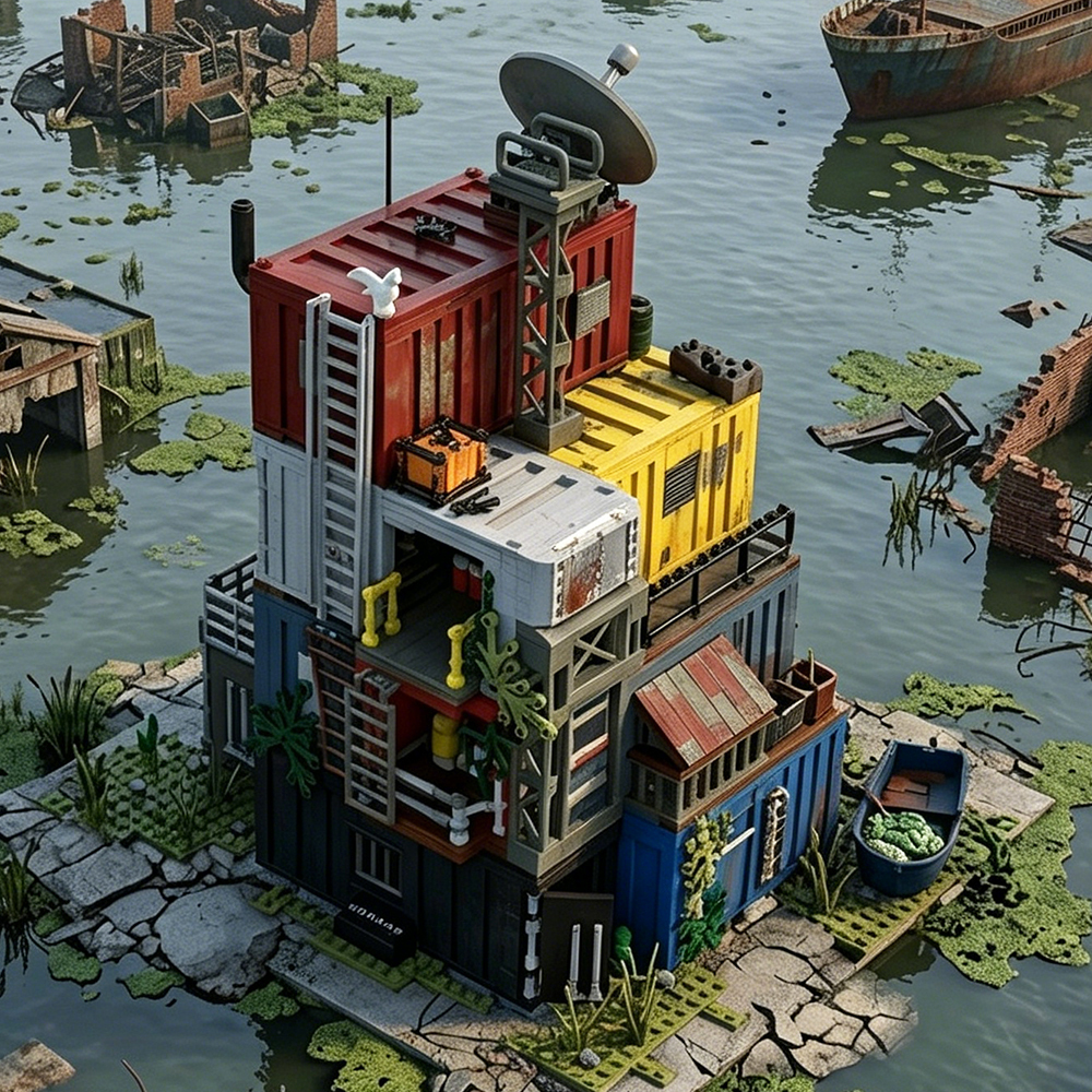 Xbert 66203 Post Apocalyptic Survivors Base House Street View Buildling Blocks Bricks Toys 2859Pcs