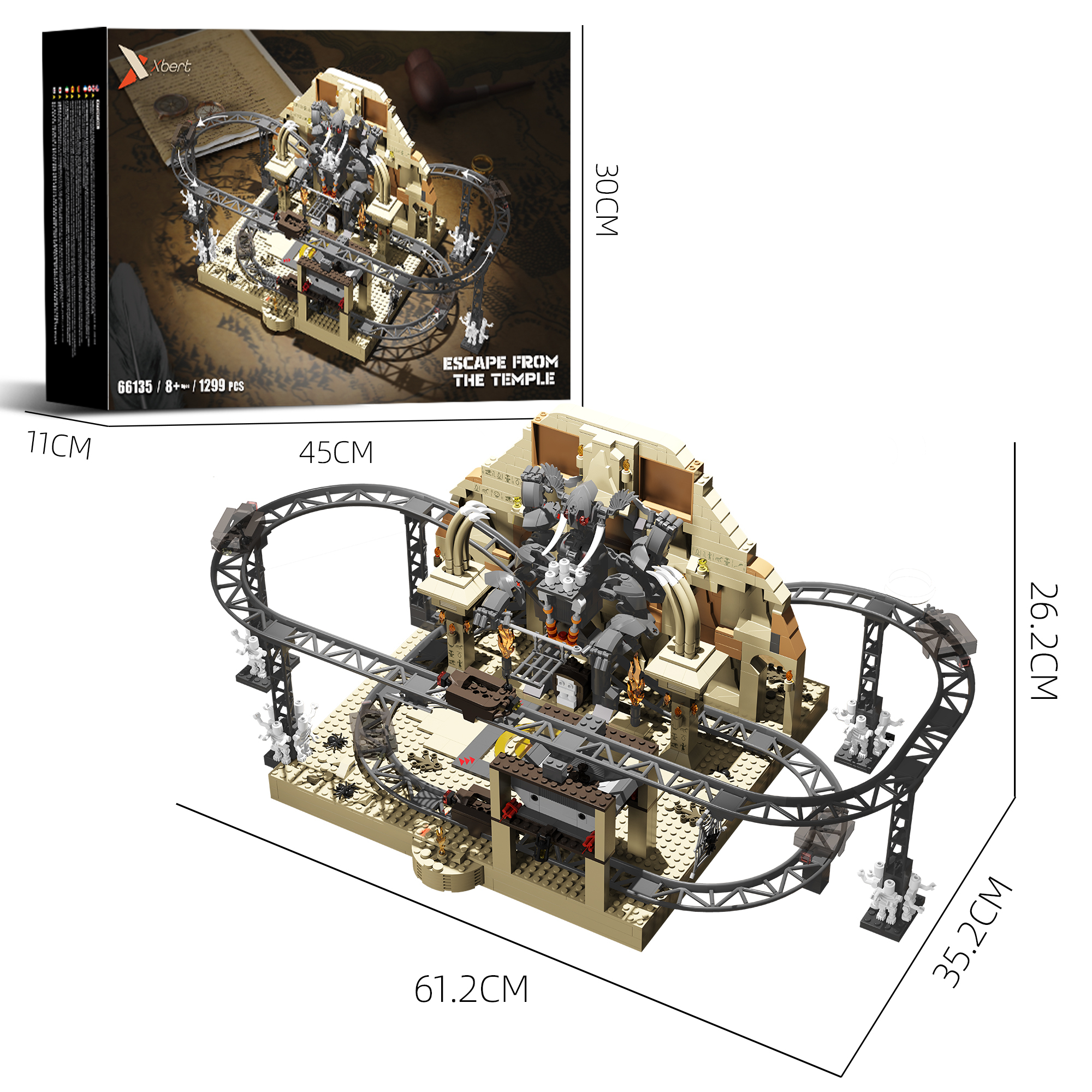 Xbert 66135 Escape from the temple roller coaster Street View Buildling Blocks Bricks Toys 1299Pcs