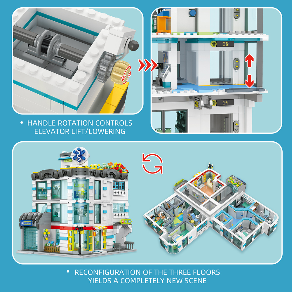 Jiestar JJ9211 General Hospital House Street View Buildling Blocks Bricks Toys 2866Pcs