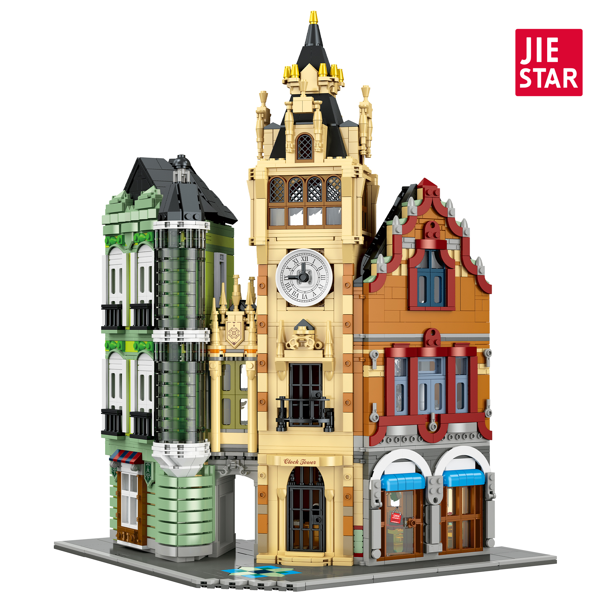 Jiestar 57026 Clock Tower House Street View Buildling Blocks Bricks Toys 3023Pcs