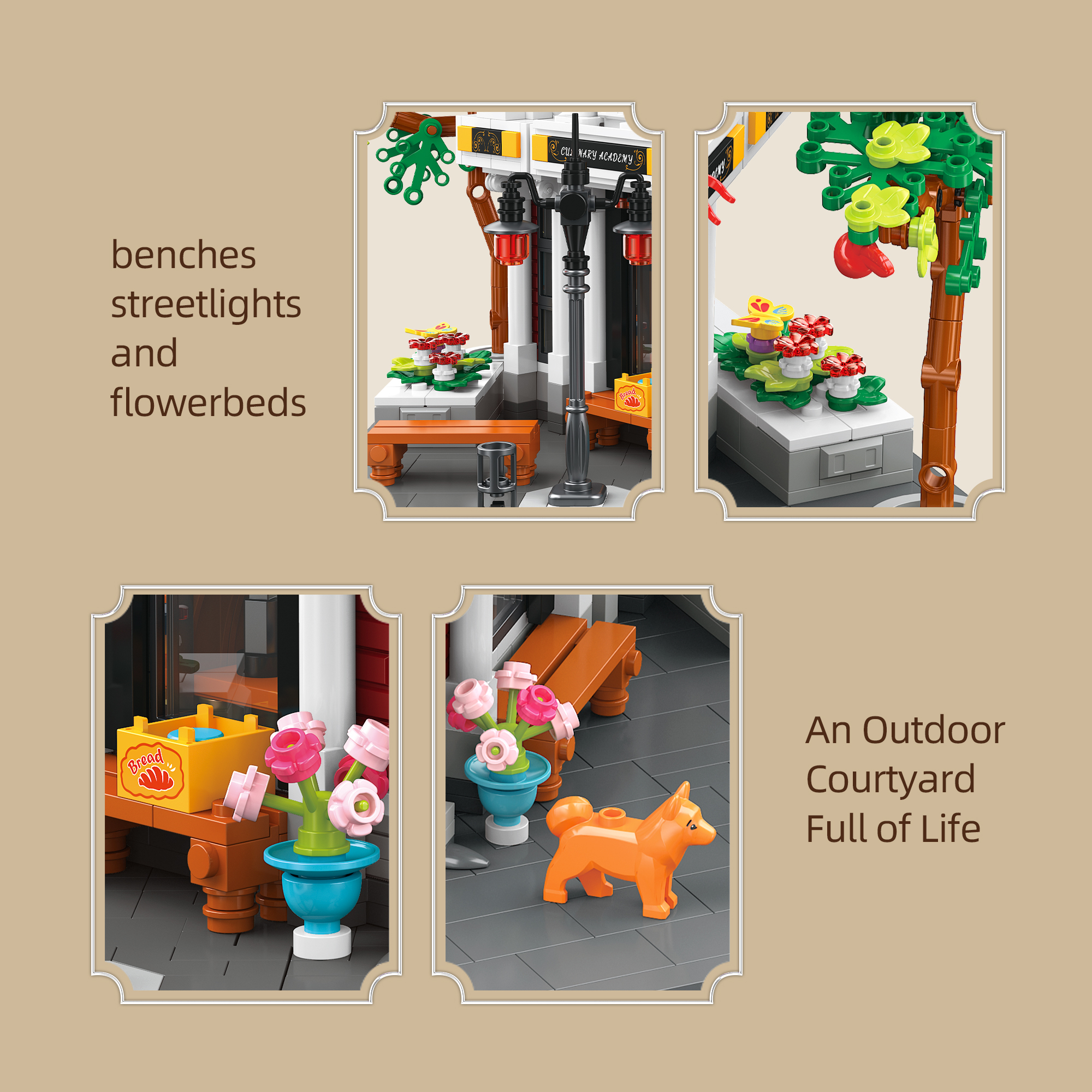 Jiestar 89139 Culinary Academy House Street View Buildling Blocks Bricks Toys 2743Pcs