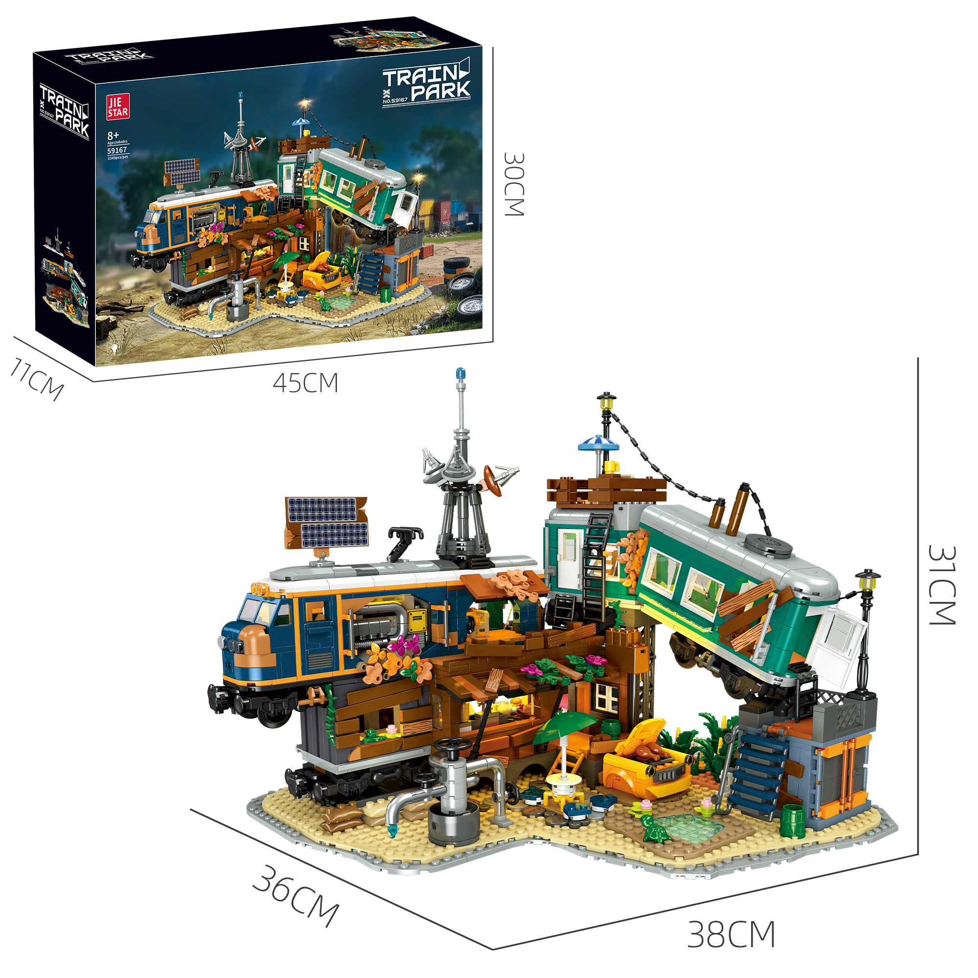 Jiestar 59167 Train Park House Street View Buildling Blocks Bricks Toys 2349Pcs