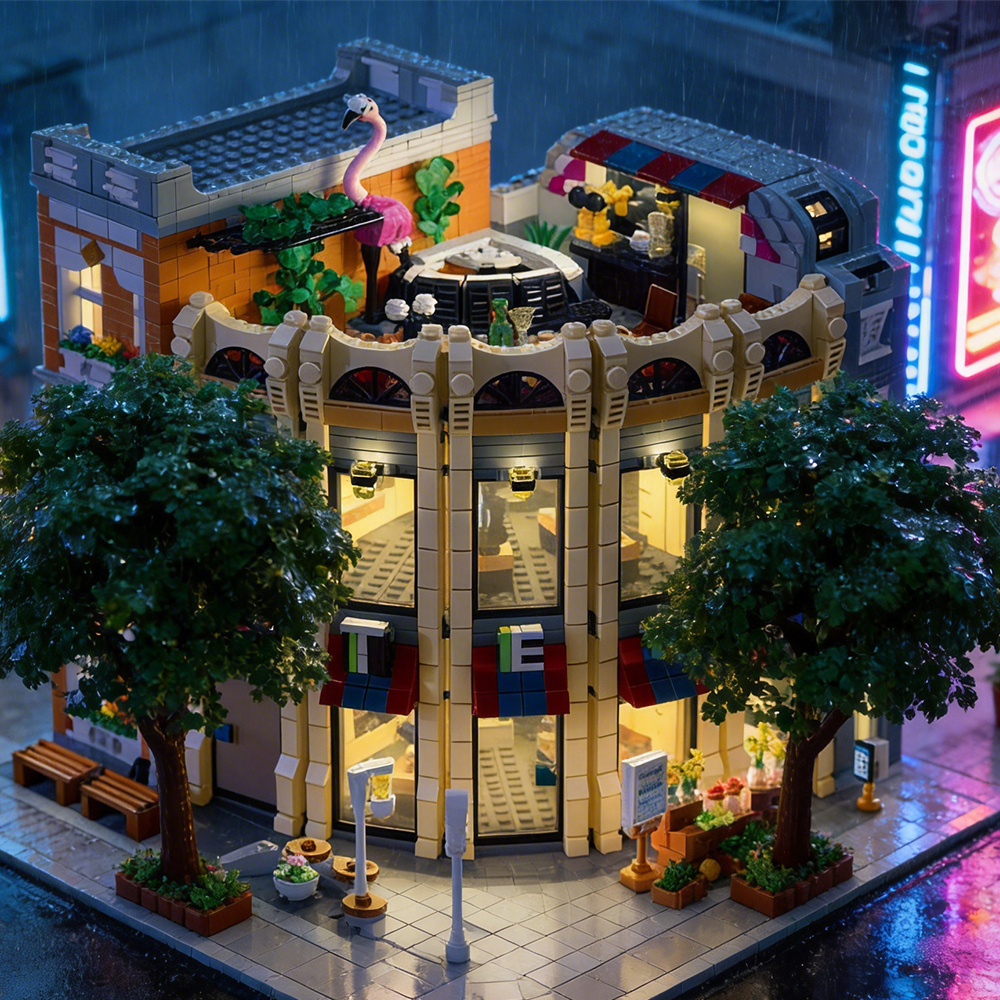 Xmork 10215 Round Corner Shop House Street View Buildling Blocks Bricks Toys 3231PCS