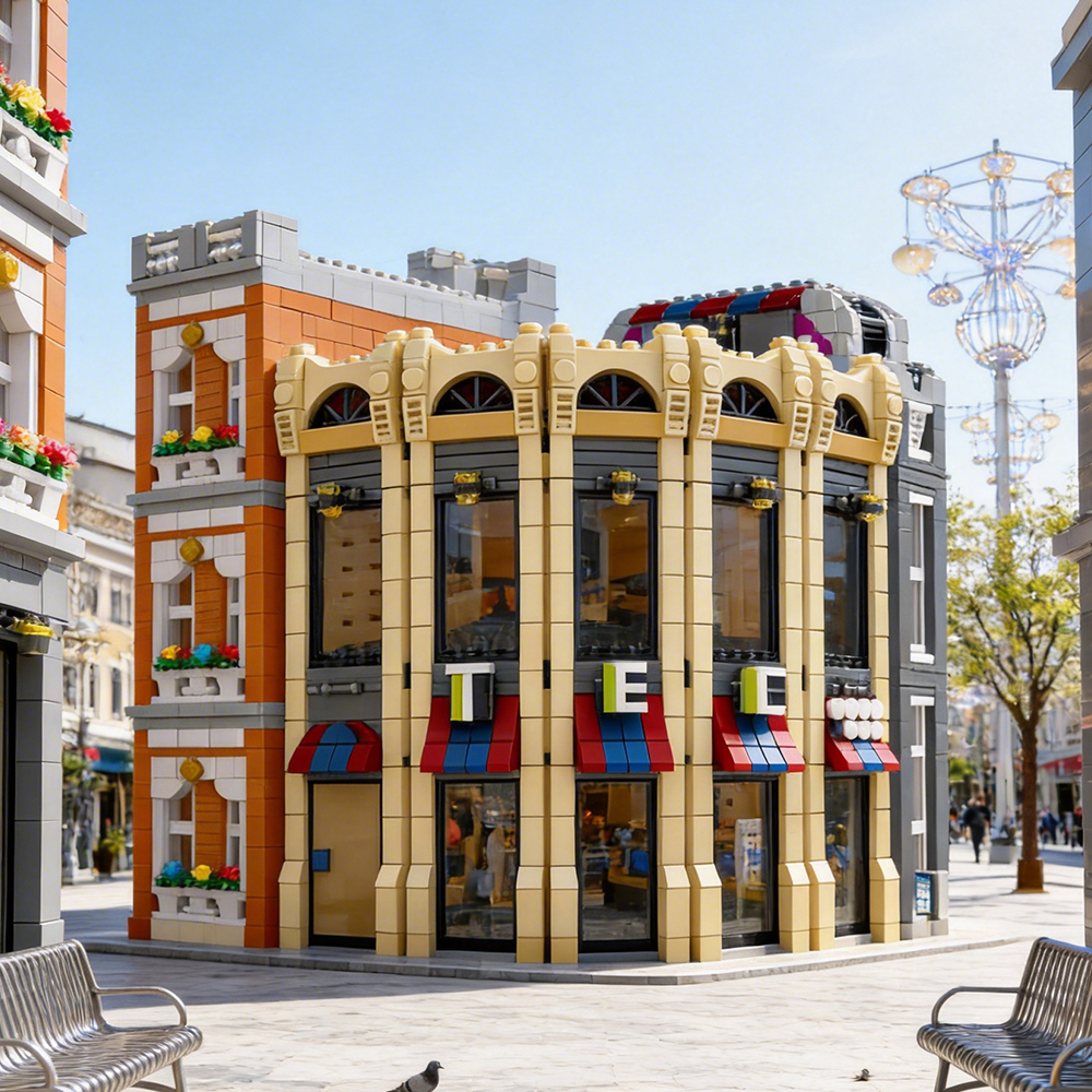 Xmork 10215 Round Corner Shop House Street View Buildling Blocks Bricks Toys 3231PCS