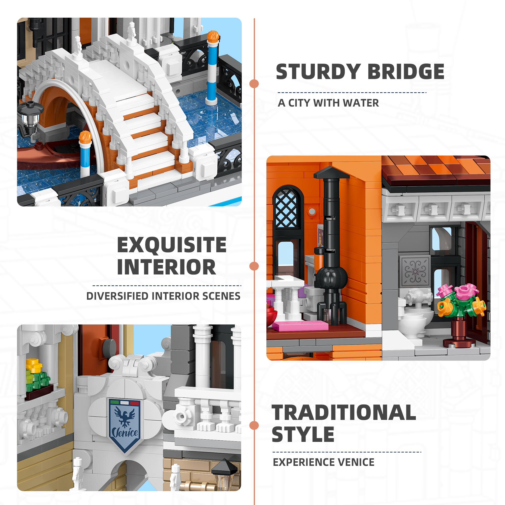 Jiestar 57025 Little Venice House Street View Buildling Blocks Bricks Toys 2926PCS