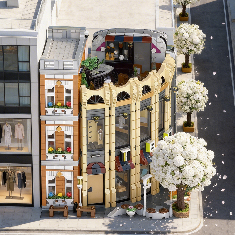 Xmork 10215 Round Corner Shop House Street View Buildling Blocks Bricks Toys 3231PCS
