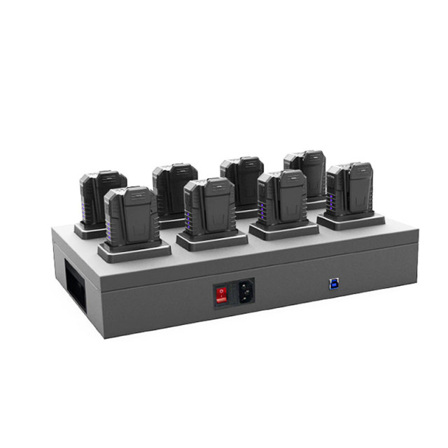 best price docking station with 8ports to upload data from body camera for police working room.