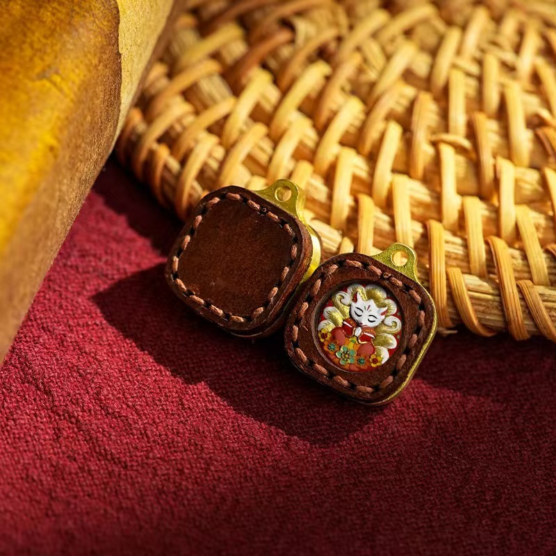 Zakyiram Yellow Wealth 3D Colorful Thangka Mini Tsatsa Hand-painted with Mineral Pigments Pendant Accessory (Bare Pendant)