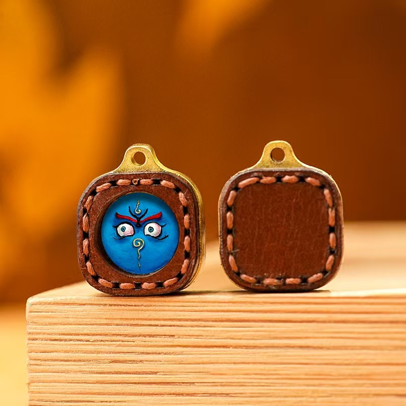 Zakyiram Yellow Wealth 3D Colorful Thangka Mini Tsatsa Hand-painted with Mineral Pigments Pendant Accessory (Bare Pendant)